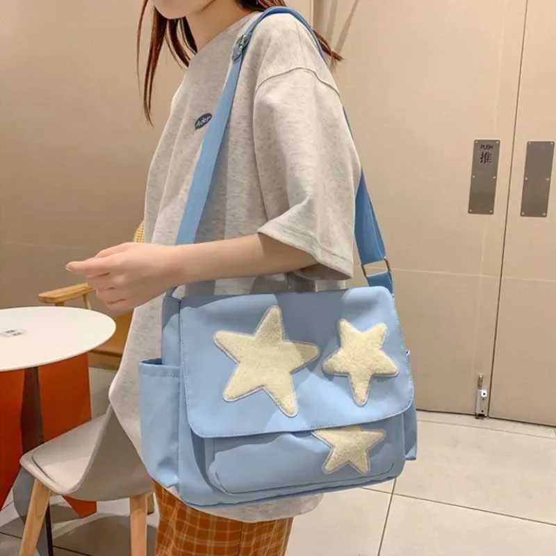 Women Star Pattern Y2k Messenger Bag Casual Tote Lady Simple Large Capacity Shoulder Bag Girl Travel School Bookbag HandbagXJ250121