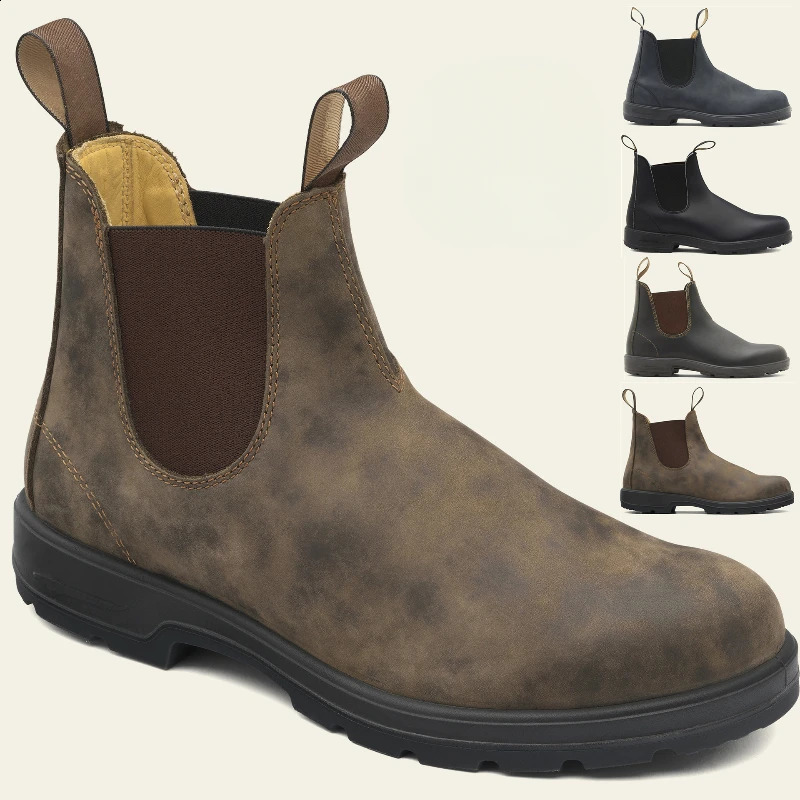 Mens Leather Boots Casual Slip on Formal Oxfords Boot Vintage Couple Shoes Classcis Man Chelsea Boots Black Casual Vintage Boots 250120
