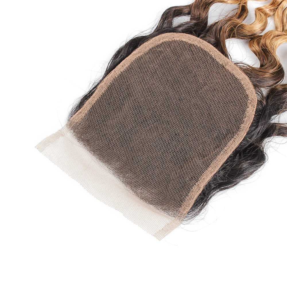 1B 27 Honey Blonde Water Wave 4x4 Lace Clo 100% Human Hair With Swiss Lace Indian Remy Hair Free Part Clo For WigsXJ250120