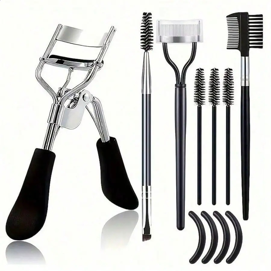 11In1 Eyelash Grooming Kit Includes Curler With Comb Separator Wand Eyebrow Brush 4 Silicone Refill Pads 250115