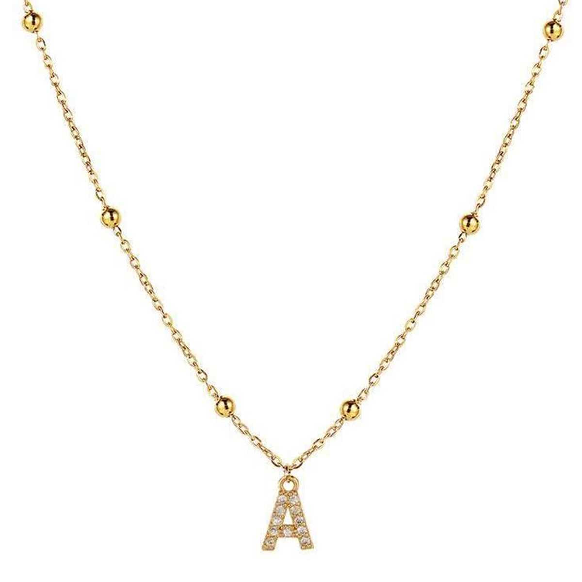 Womens stainless steel Initial necklace A-Z Letter charms pendant Choker Women collar Chain Necklace necklaces woman trend 2024XJ250121
