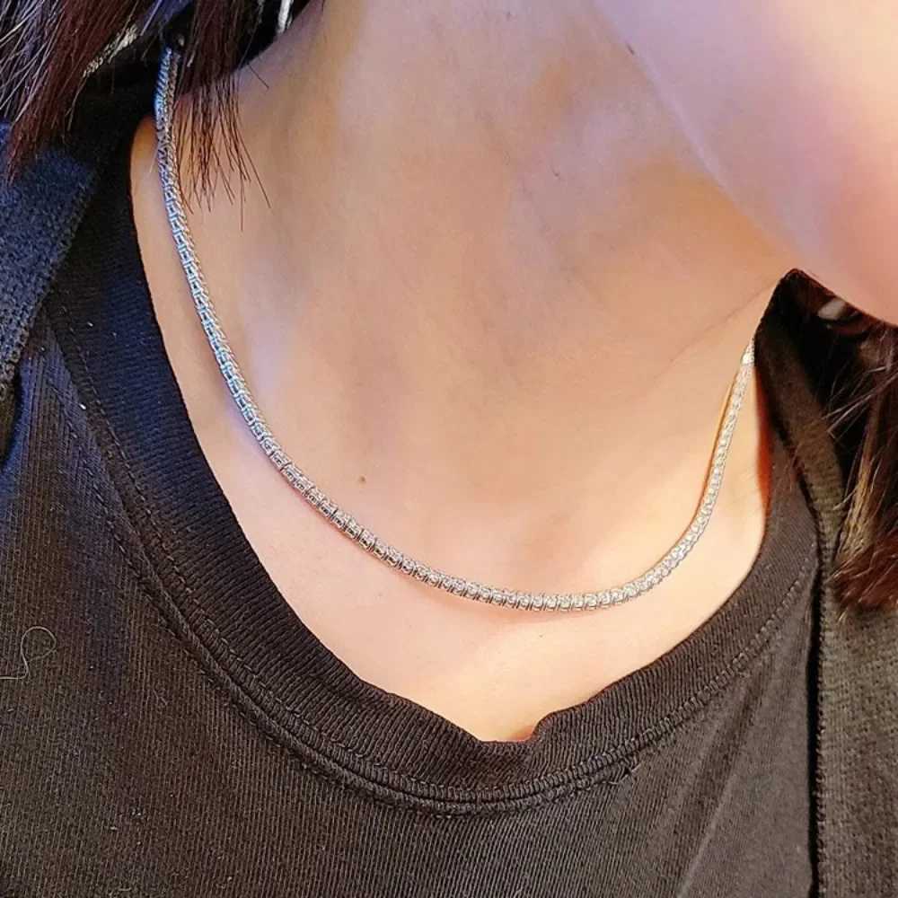 Fashion Tennis necklace white Gold Filled Round cut 2/2.5/3mm zircon Cz Hiphop Party wedding Pendants for women Bridal JewelryXJ250114