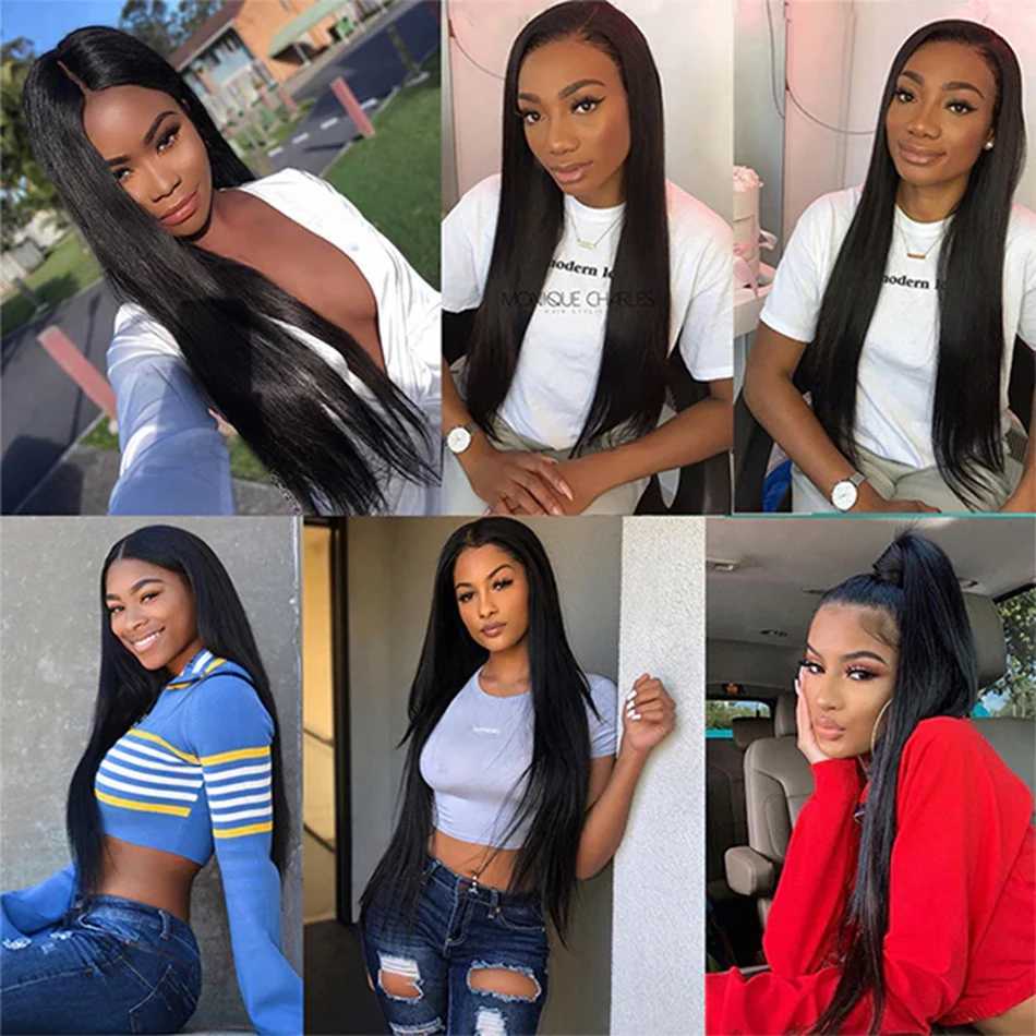 12A Peruvian Human Hair 3 Bundles With Clo Straight Virgin Human Hair Bundles With Frontal Natural Black Hair ExtensionsXJ250120