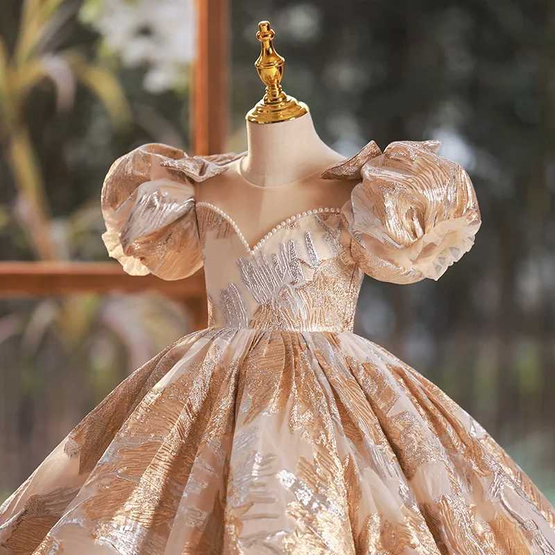 Childrens wear bow Flowers princess dress luxury 2-12yrs Baby girl dress kids Dress for girls Christening Gown Birthday Dress X250203
