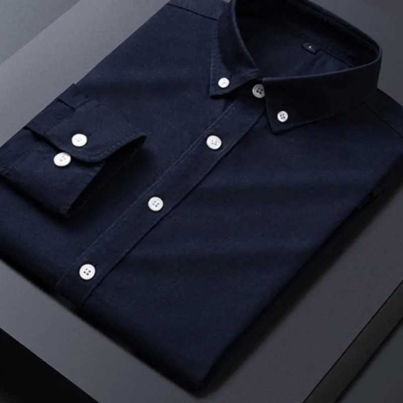 Four Seasons New Oxford Woven Cotton Mens Long Sleeve Business Formal Mens Shirt Tooling Senior Sense Shirt BusinessXJ250121