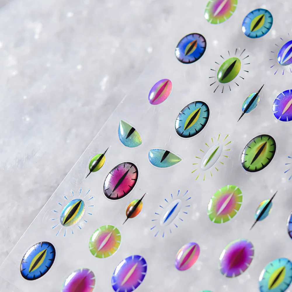 Punk Style Y2K Cats Eye Snakes Eye Gaze Cross Nail Stickers Nail Art Decal Design Manicure Tool High QualityXJ250120