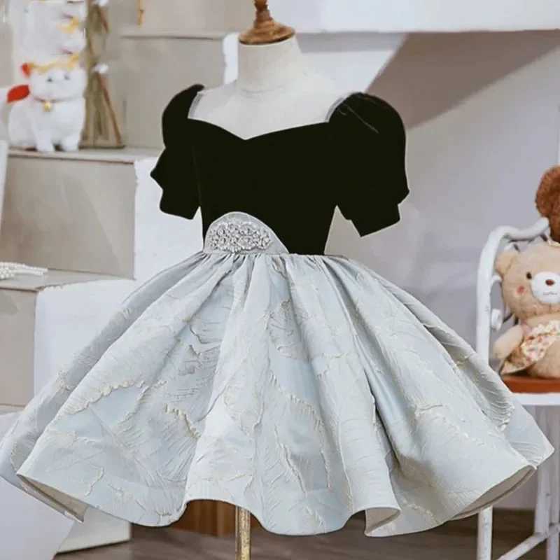 Elegant Formal Vintage Dress for Baby Kids Girl Princess Baptism Ball Gown Children Clothes Birthday Party Matching Dresses X250203