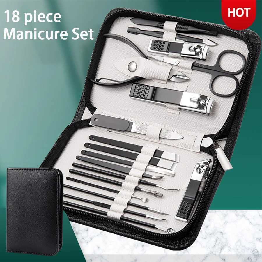 9/18 Pcs Professional Manicure Set Nail Clipper Set Beauty Set Zipper Pack Stainless Steel Portable Leather Travel Luxury GiftsXJ250116