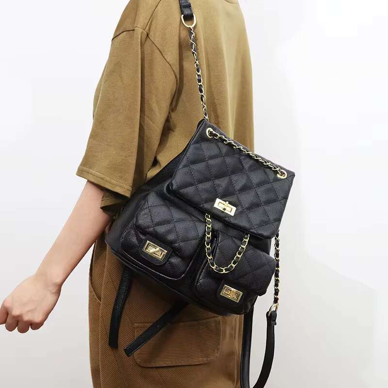 2024 New Fashion Women's Backpack Academy Style Small Fragrant Wind Gge Chain Bag Niche Leisure Girl's Backpacks
