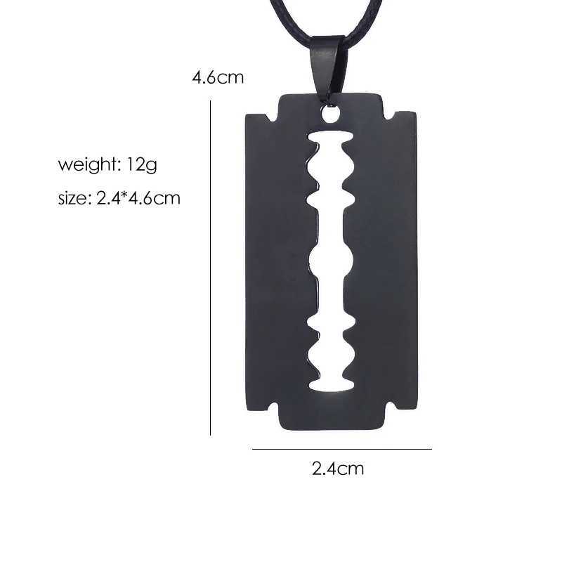 ZRM Jewelry Stainless steel Creative Mens Razor Pendant Black Color Leather Chain Necklace WholesaleXJ250121