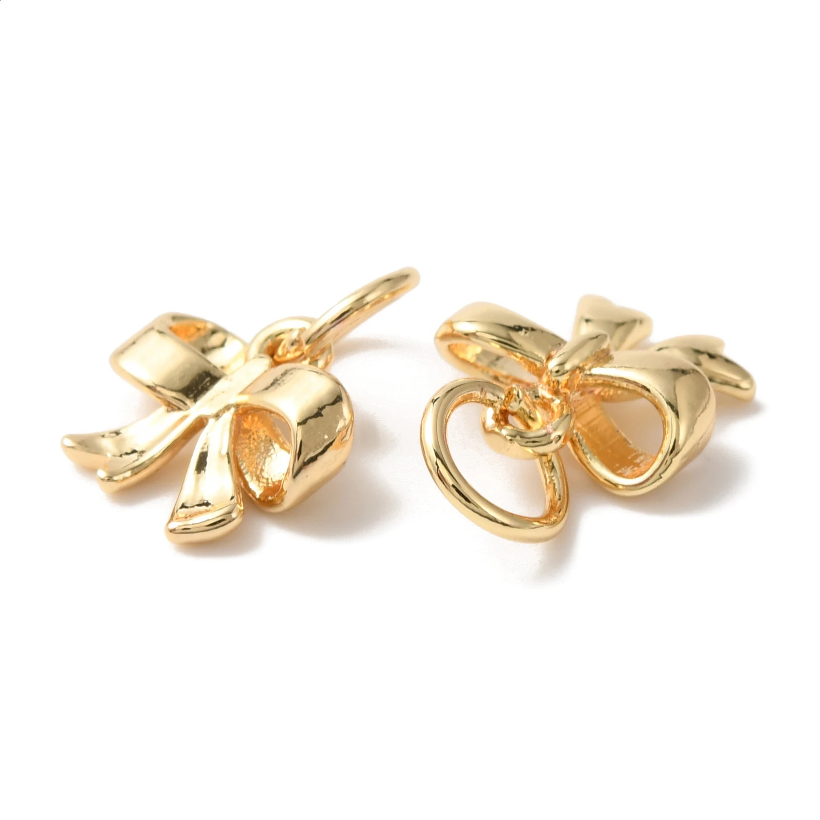 50pcs Cute Brass Bowknot Charm 14K Gold Plated for Dangles Earrings Necklaces Bracelets DIY Making Accessories 10x10x3mm 250117