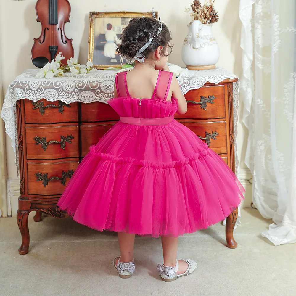 White Toddler Tulle Sleeveless Bow Princess Dress For Baby Girls Christening Birthday Party Wedding Bridesmaids First Communion X250203