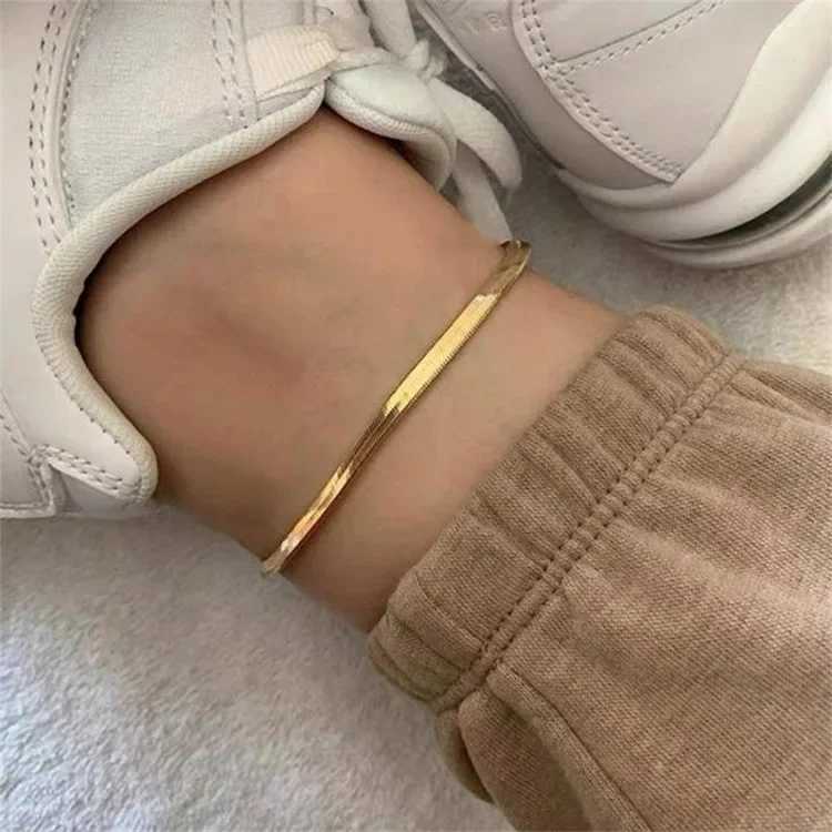 2024 Classic Snake Chain Anklet for Women Girl Fashion Adiustabe Gold Silver Color Stainl Stee Foot Jewelry Birtay GiftXJ250121