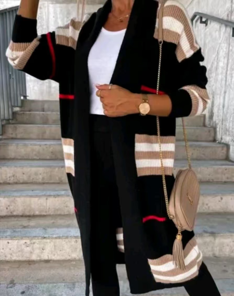 Designer coat women's casual buttons long sleeve long coat loose