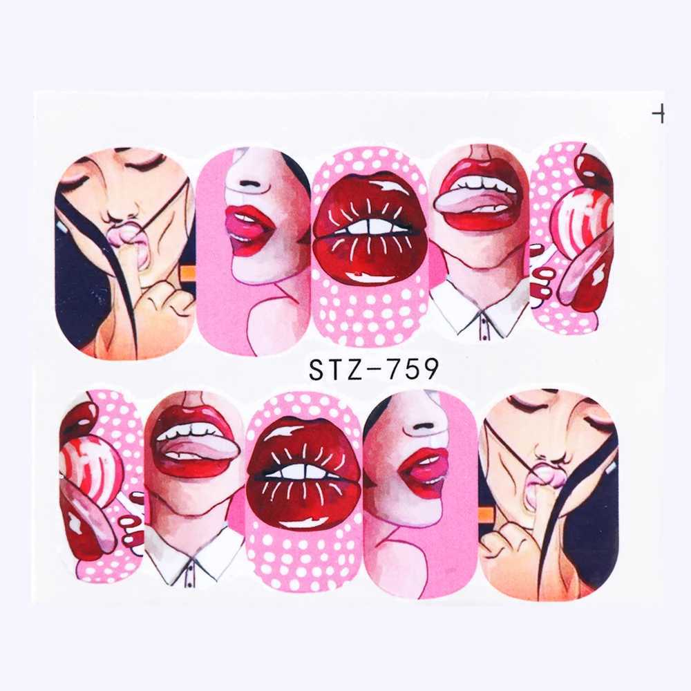 1set Nail Decals Water Transfer Stickers Sexy Lips Tongue Makeup Girls Sliders Decoration Manicure Wraps Tattoo BESTZ756-765-1XJ250120