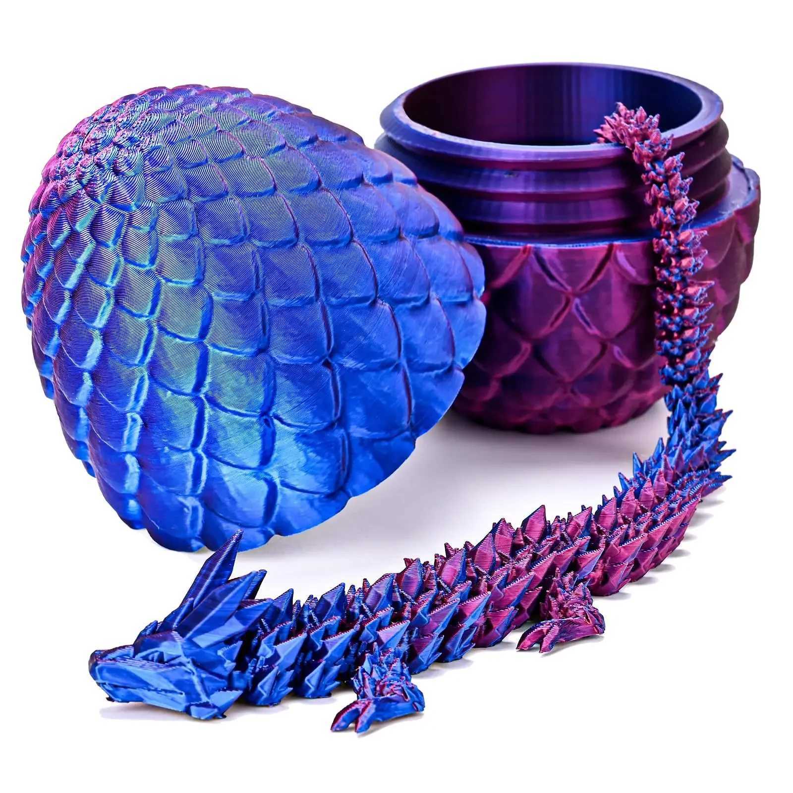 3D Printed Egg with Full Dragon Modle Movable Rotatable Articulated Desktop Ornament Kid Toy Free shipping