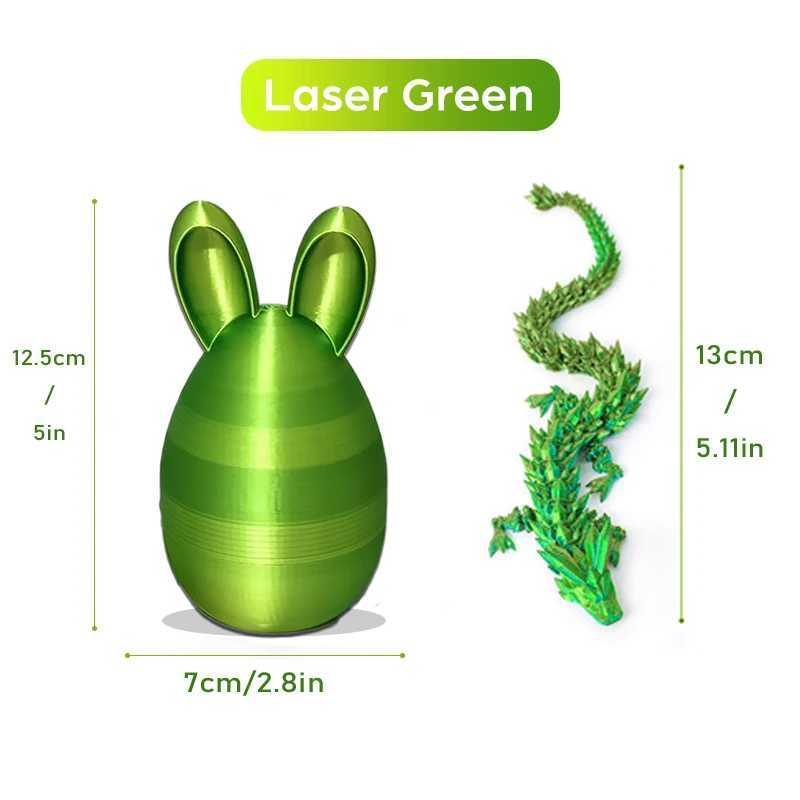 Easter Bunny 3D Printed Egg Fidget Crystal Articulated Dragon Decor for Home Office Birthday Gift Unique Desktop Animal D Free shipping