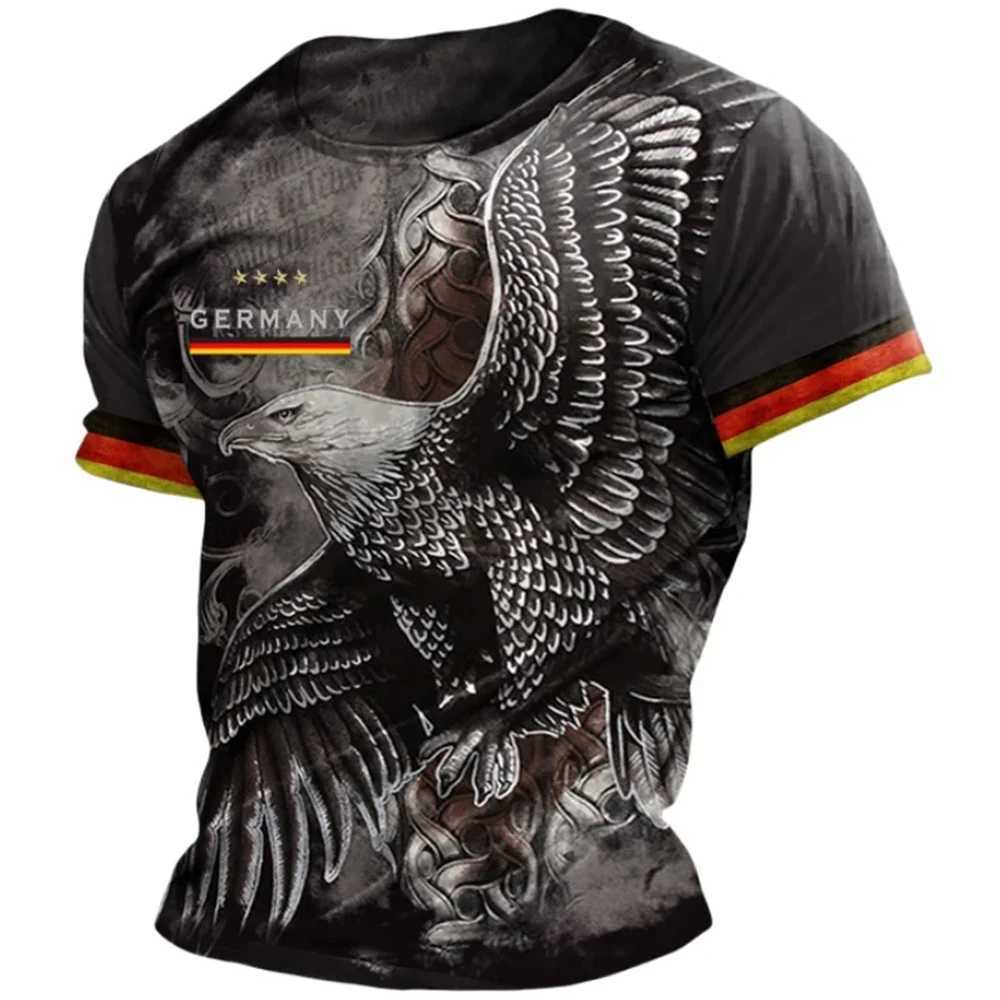 German mens T-shirt with German flag print O-neck short sleeved loose T-shirt summer mens retro clothing X250203