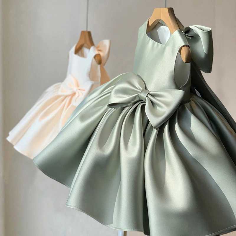 Preschool Bow 1st Birthday Dress Baby Dress Baptist White Princess Dress Elegant Girl Party Dress Vestido 0-3 Years Old X250203