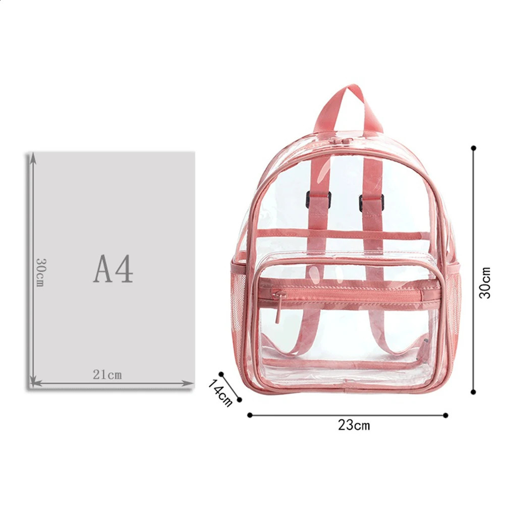 PVC Clear Shoulder Backpacks Top-Handle College Student Waterproof Rucksack 250122