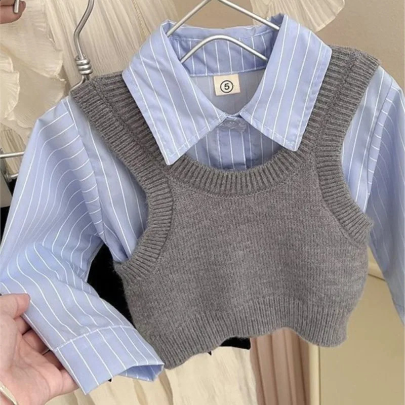 Fashion Baby Girl Clothes Set Shirt Vest Pleated Skirt Infant Toddler Child Suit Spring Autumn Winter 110Y 250117