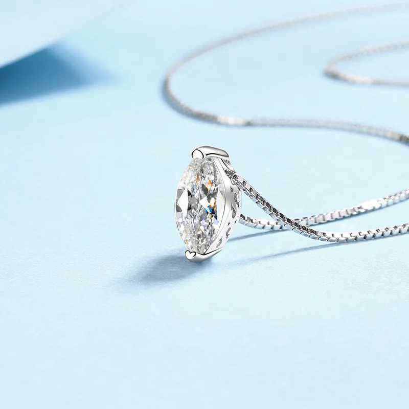1CT Marquise Moissanite Pendant Neckalce 925 Sterling Silver Plated Gold Water Drop Diamond Necklaces with Gra for Women DailyXJ250114