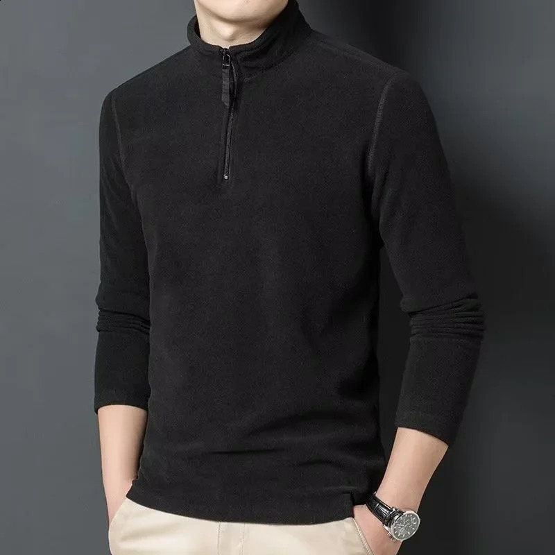 in Half Zip Long Sleeve Sweatshirts Mens Polar Fleece Stand Collar Pullover Tops Solid Color Y2K Streetwear Clothes 250122