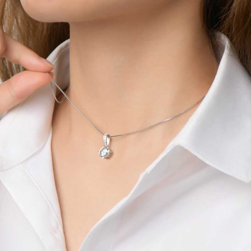 Original 2ct/1ct Round Moissanite Diamond Pendant Necklace 925 Silver Chain Heart-shed Cl Jewelry for Woman Gift BirtayXJ250114