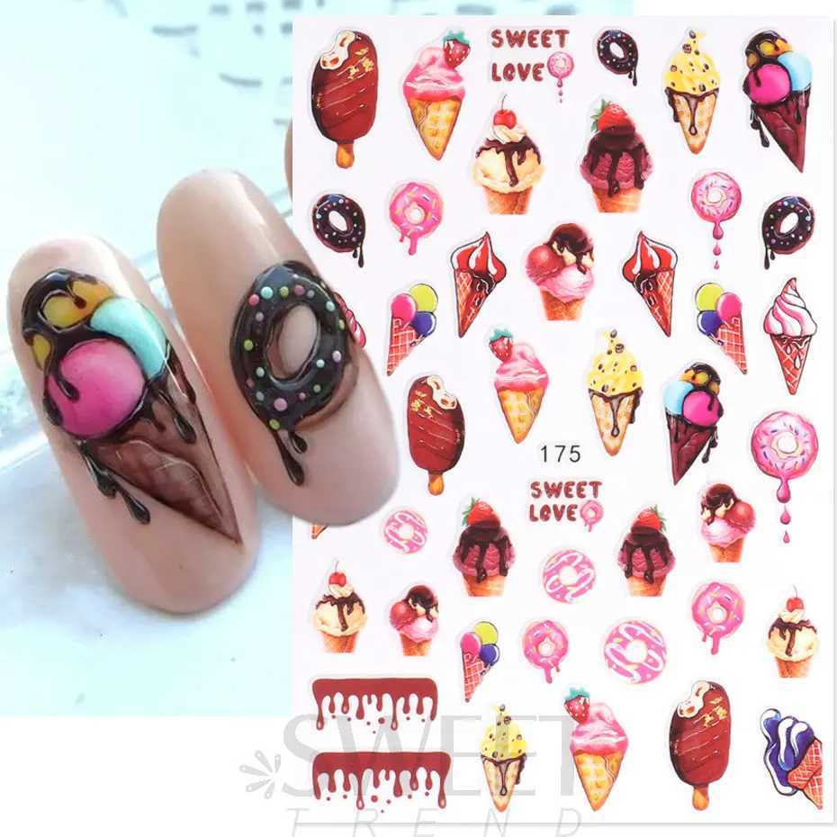 Cartoon Ant Nail Stickers 3D Cute Nail Decoration Ladybug Succulents Evil Eye Ice Cream Kawaii Sliders Summer Manicure Tips BEEBXJ250120