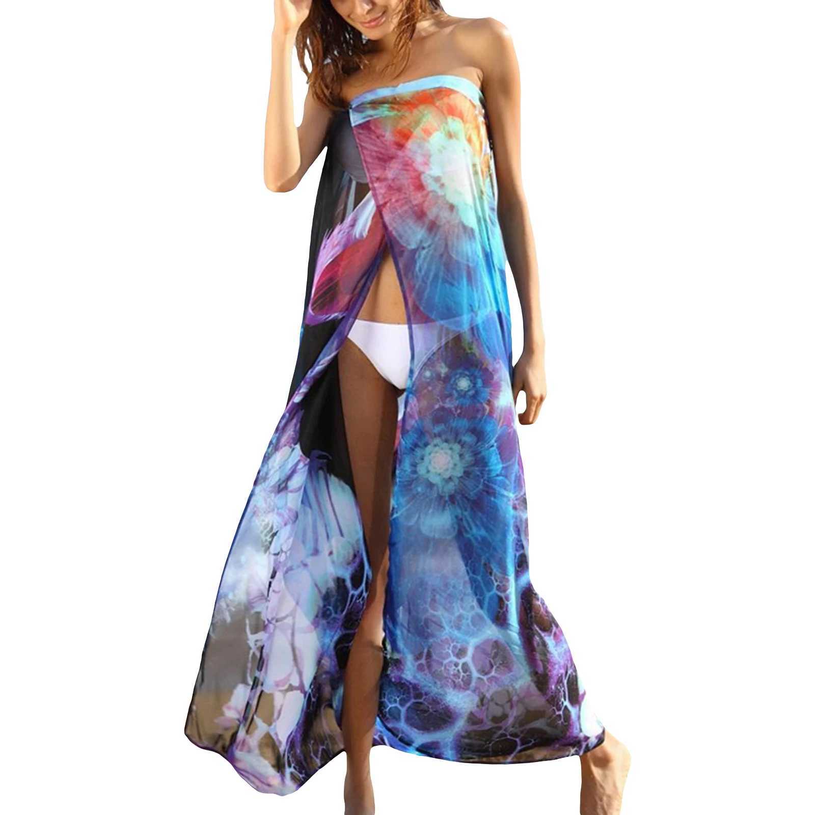 Female Beach Dr Tie-ed Sleeve Strl Long Dr Bikini Cover Ups for Summer Black/Yellow Beachwear Biquini W250120