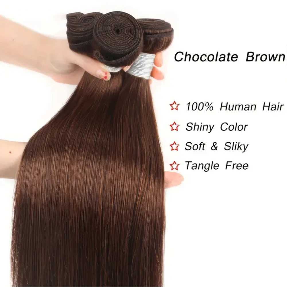 4# Human Hair Bundles Bone Straight Human Hair Bunldes Weave 1 3 4 Bundles Cheap Deal Remy Hair Extension Chocolate Brown ColorXJ250120