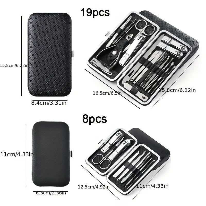 19pcs Manicure Set Professional Stainless Steel Nail Clippers Grooming Kit With Travel Case For Cuticle Care Beauty Tools ForXJ250116