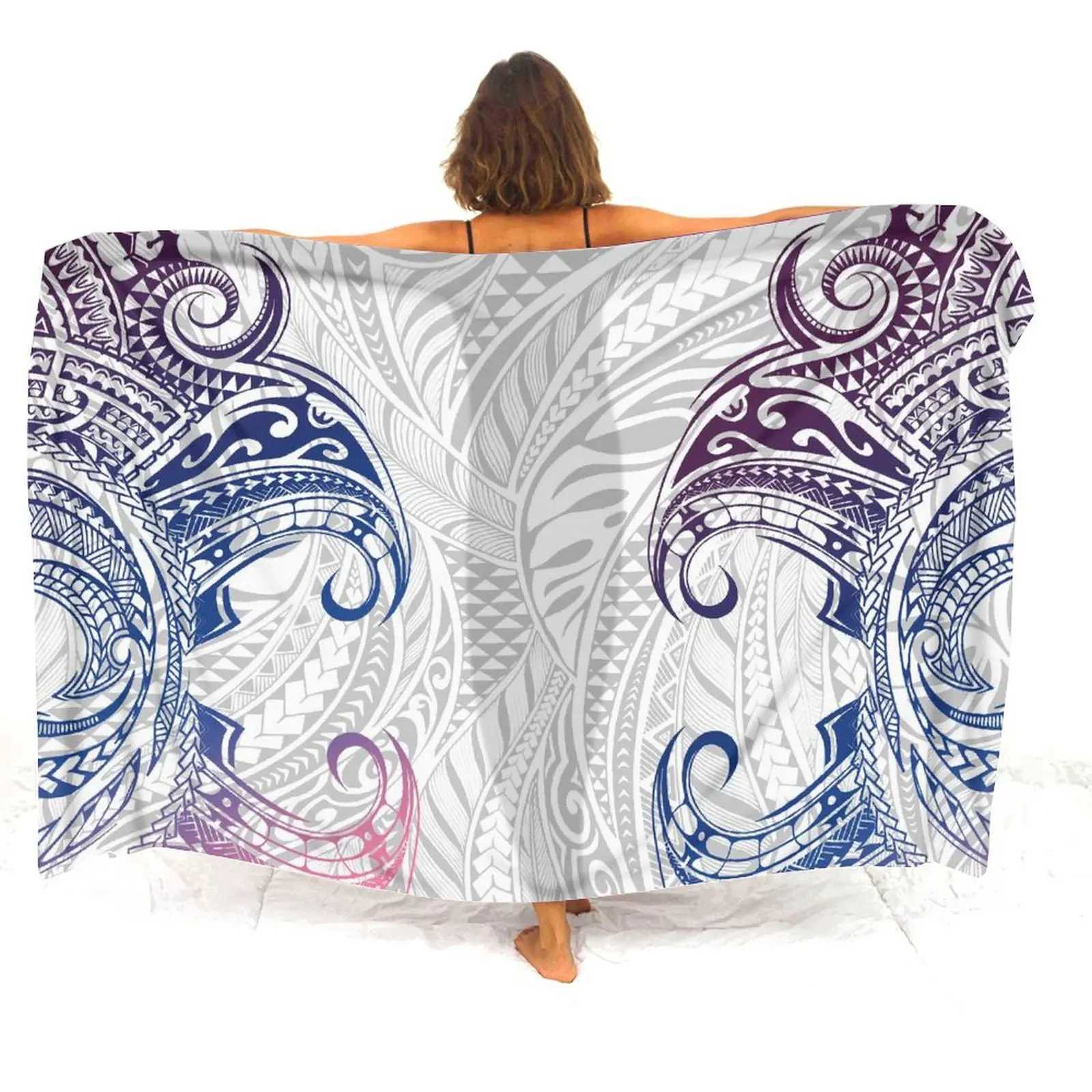 Polynesian Tribal Peoples Printed Scarf Sarong Retro Design Large Size Ladies Custom Beach Coat Smock Summer W250120