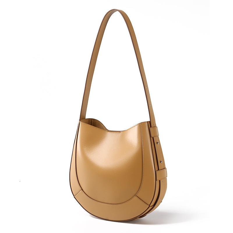 Bag New Light Luxury Genuine Leather Sherry With Niche Design, Large Capacity Tote Bag, Simple Style, Fashionable Commuting Shoulder Bag