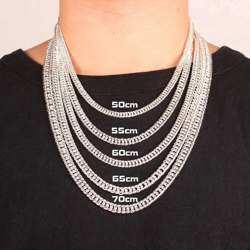 Buyee 925 Sterling Silver Male Big Necklace Chain Light Smooth Wide Chain Necklace for Man Boy Excellent Jewelry ChainXJ250114