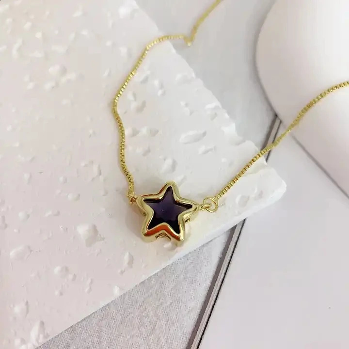 10Pcs Fashion Simple Cz Crystal Colorful Star Pendant Necklace Gold Plated Cubic Zirconia Chain Necklaces For Women Gifts 250117