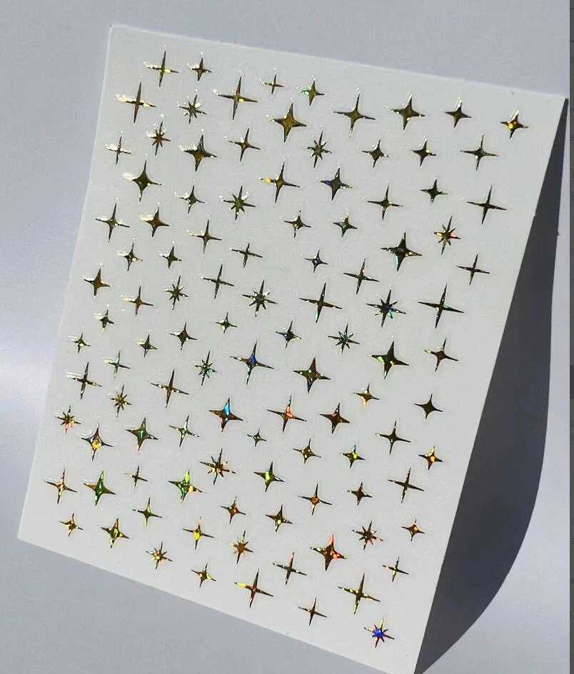 3D Silver/Rose Gold Hollow Cross Star Nail Art Stickers Design Self-Adhesive Hollow Cross Star Nail/Body Art Decor StickerXJ250120
