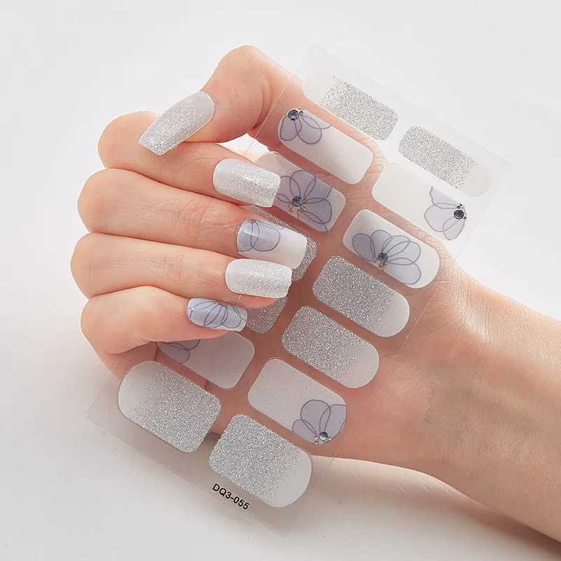 Semi Cured Gel Nails Art Stickers Fashion Solid Color Manicure Decal UV LED Lamp Need Gel Nail Decals Nail Sticker DecorationXJ250120