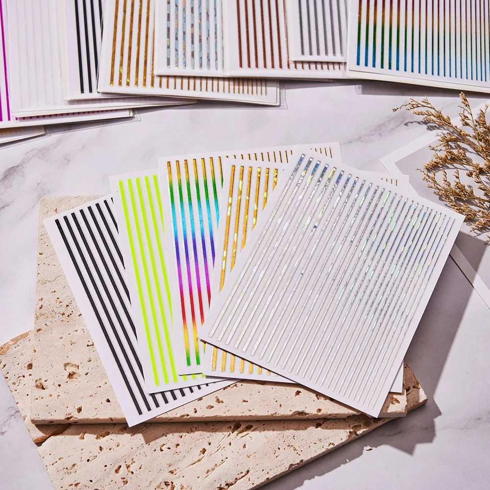 12sheets/lot Lines Stripe Sticker Decal 12Colors Straight Line Nails Art Decoration 3D Self Adhesive For Nails Sticker Decal J8#XJ250120