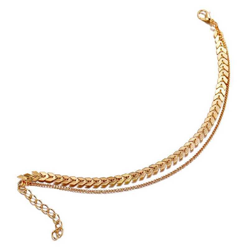 New Simple Fish Scales Leg Chain Anklet Bohemian Vintage Double layer Footwear Summer Ocean Beach Ankle Bracelet Foot JewelryXJ250121