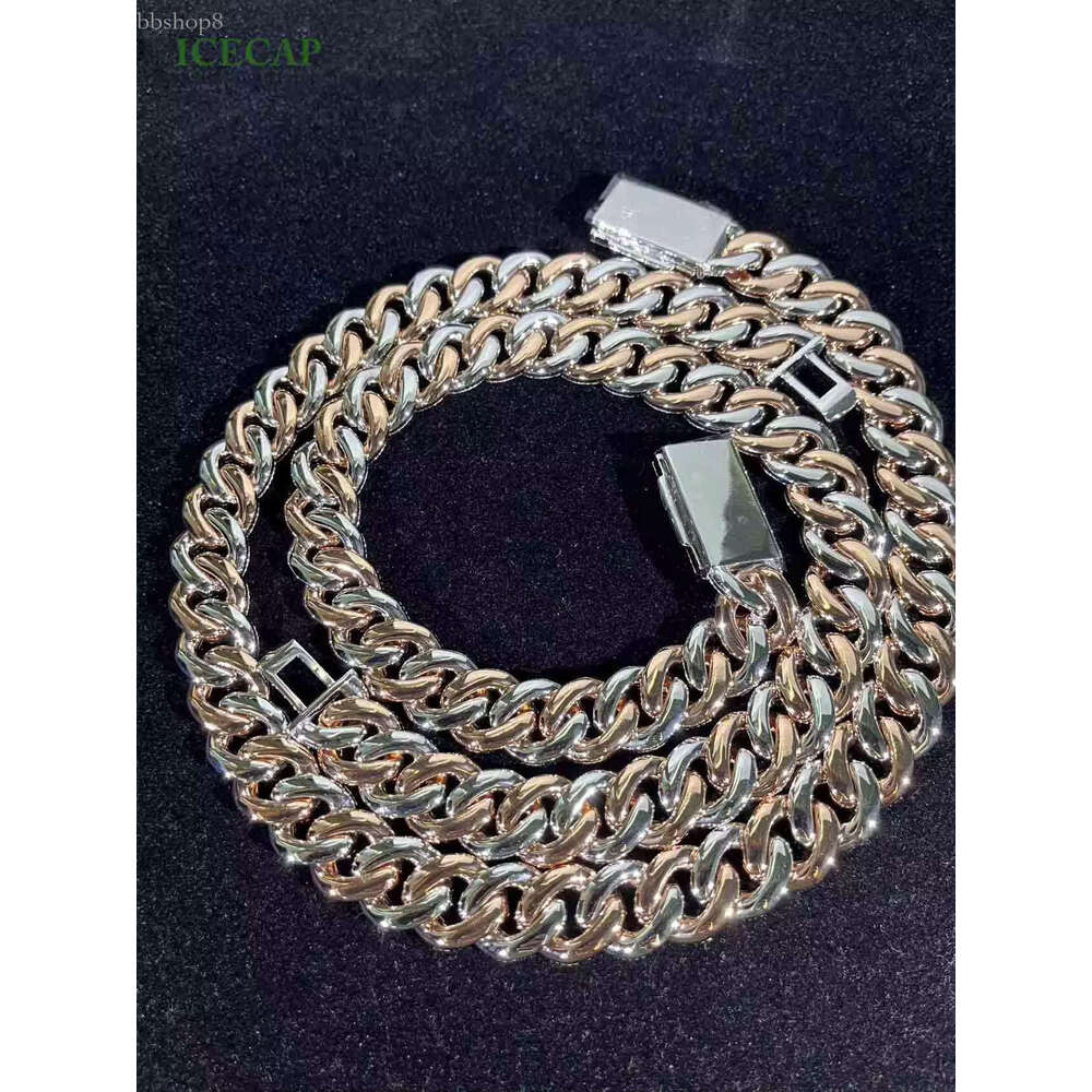 Hot 18mm 5rows Bubble Hiphop Sterg Sier Moissanite Chain Iced Out two Tone Cuban k Necklace