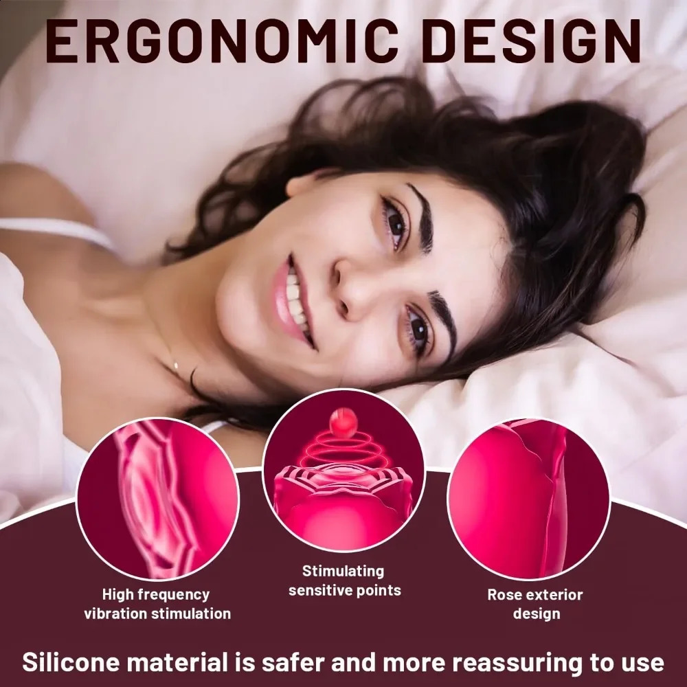 Powerful Sucking Rose Vibrator Toy for Women Vacuum Stimulator Oral Nipple Clit Sucker Female Sex Toys Goods Adults 250121