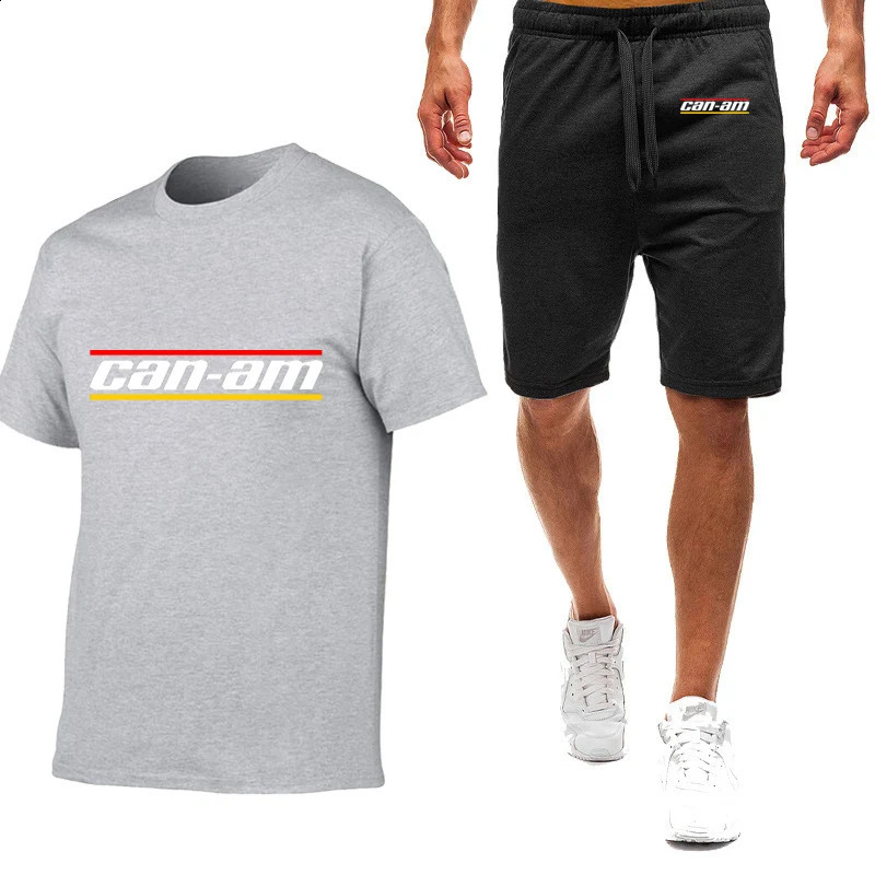 Can Am Motorcycle Printing Men Summer Shortsleeved Tshirt Simple Comfortable Casual Trendy Movement Suit 250108