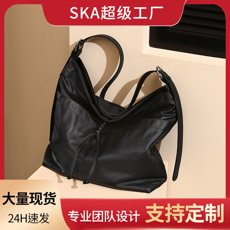 Bag 2025 New Genuine Women's Tote Head Layer Leather Underarm Bow Flow Su Large Capacity Commuter Shoulder Bag