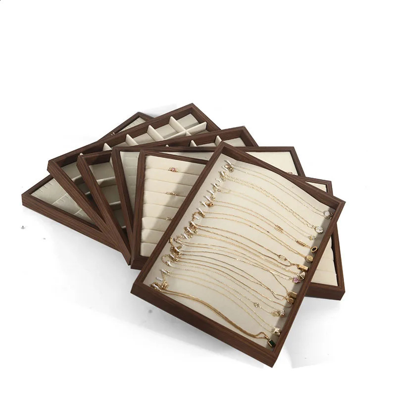 Jewelry display tray walnut grain rings necklace earrings tray jewelry props retro 250117