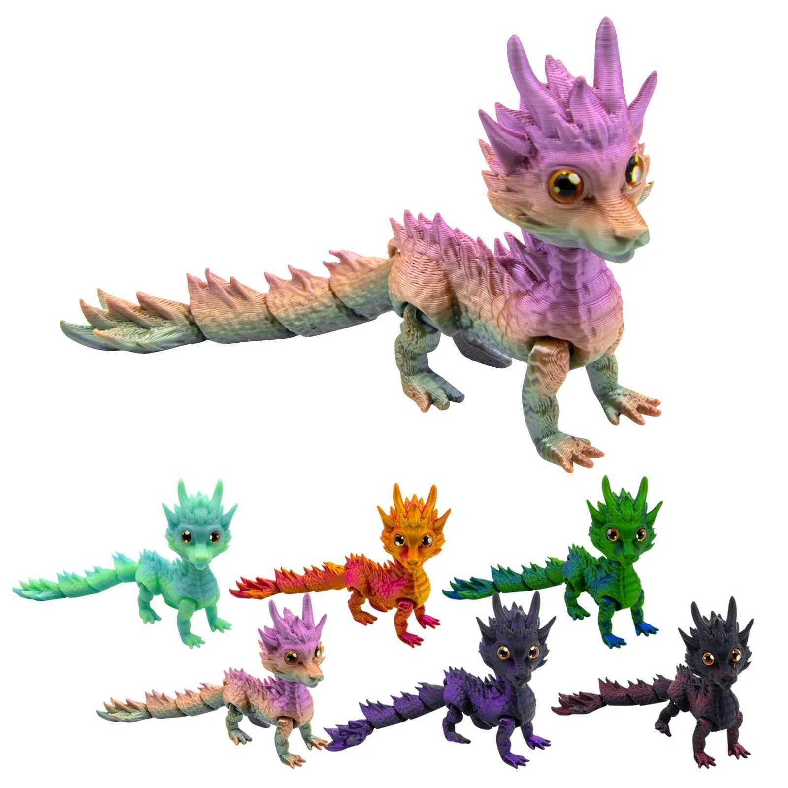 3D Printed Rotatable Articulated Dragons Western Sle Crystal Dragon Home Office Desktop CraftS Ornament Creative Gifts Free shipping