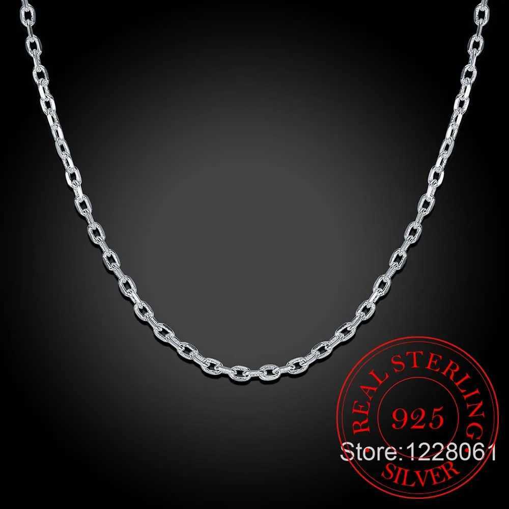Womans Fine Jewelry 925 Sterling Silver Flat ROLO Chain Necklace Charm 2MM Wide Silver Necklace 1618 20 22 24XJ250114