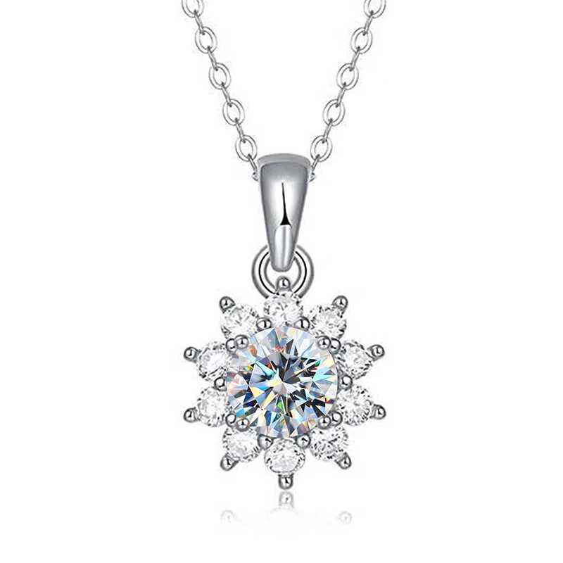 J 0.5-1CT Snowflake Certified Moissanite Diamond Pendant Wedding Necklace For Women Real 925 Sterling Silver Hot Sale JewelryXJ250114