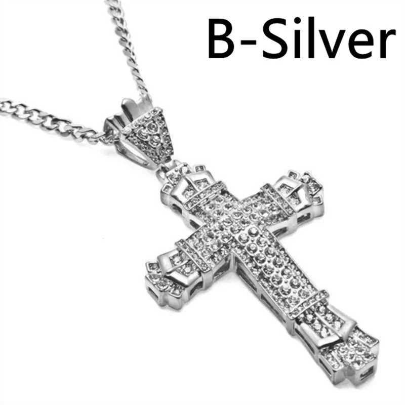 Luxury Mens Jewellery Cross Necklace Chain for Men Stainless Steel Necklace Men Hip Hop Jewelry Rhinestone Religious PendantXJ250121