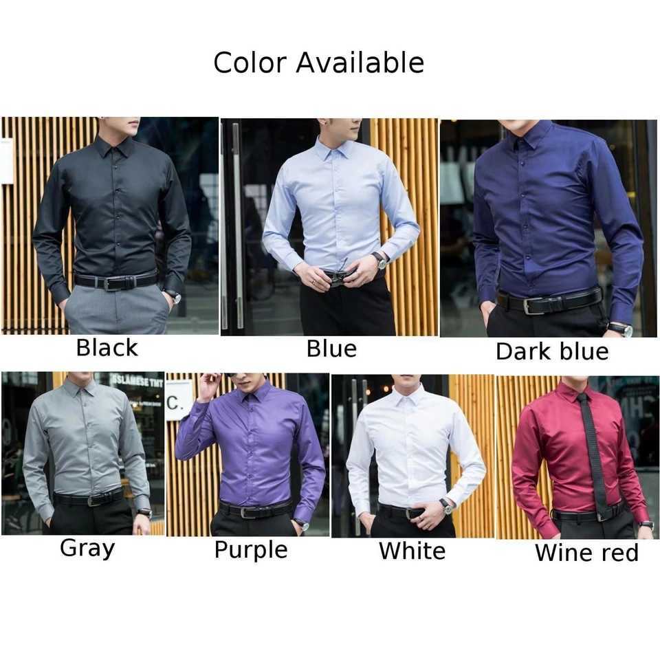 Mens Formal Business Shirts And Blouses Solid Color Long Sleeve Slim Casual Party Shirt Top Clothing Male ClothingXJ250121